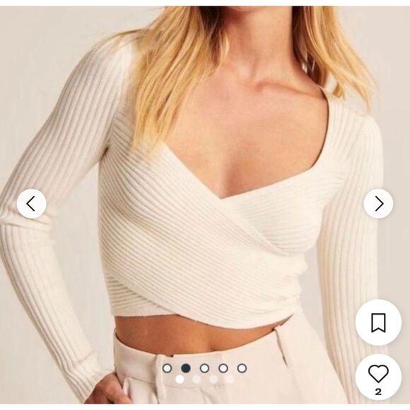 Abercrombie & Fitch Soft A&F Cropped Wrap Longsleeve Luxeloft Slim Sweater - Picture 5 of 5